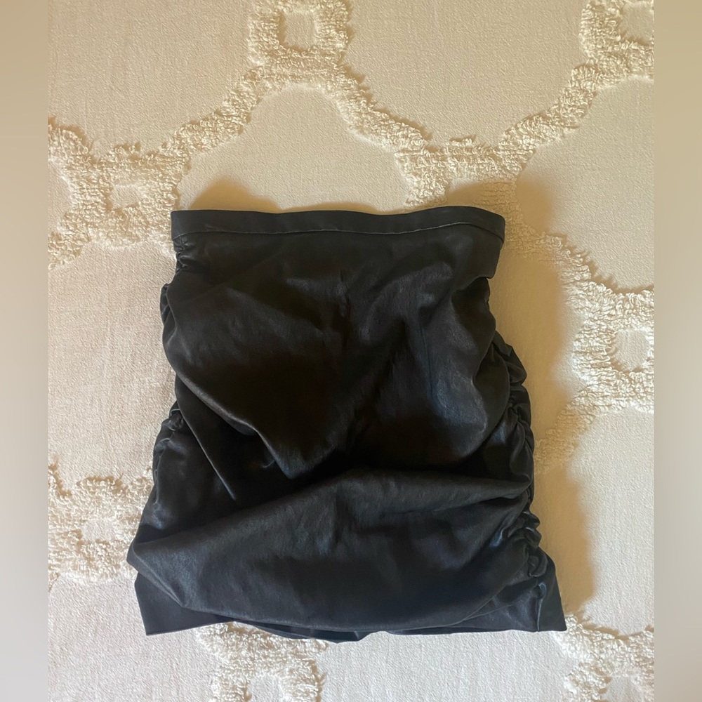 Laquan Smith Ruched Lambskin Miniskirt